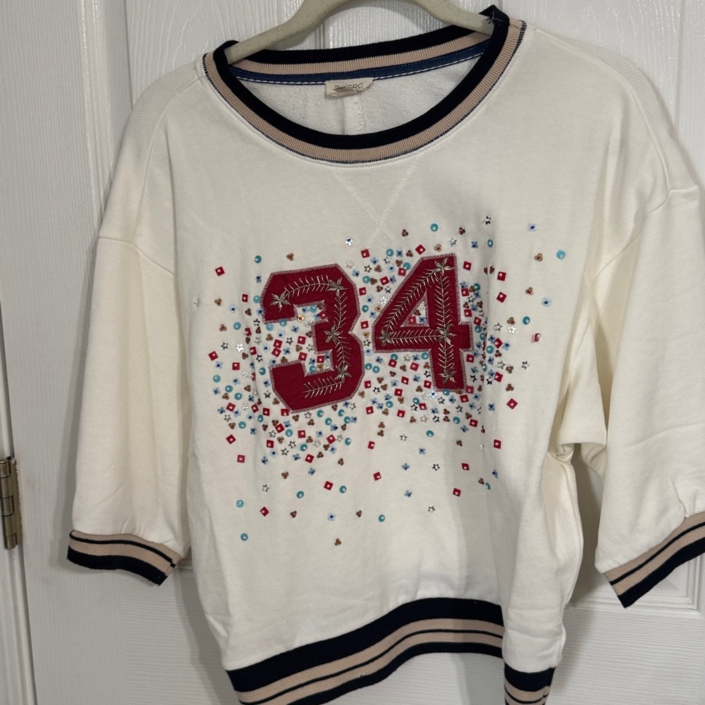 Pilcro Cream and Navy sweatshirt